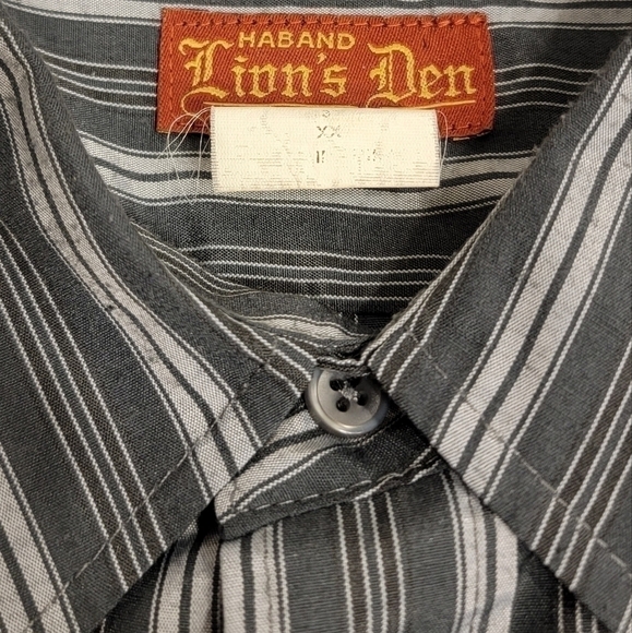 HABAND Lion's Den charcoal and gray striped button-down dress shirt size xxl - Picture 2 of 10